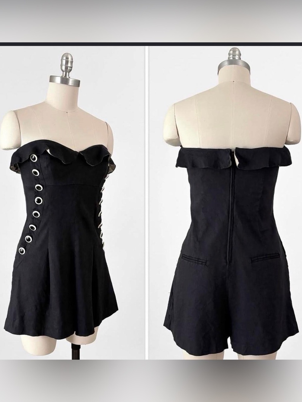 Vintage Betsey Johnson Black Strapless romper size 8